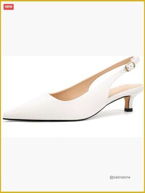 Women's Kitten Heels Slingback Pointed Toe Ankle Strap Pumps